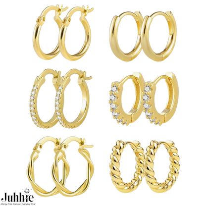 3 Pairs of 14k Gold - Small Huggie Hoop Earrings