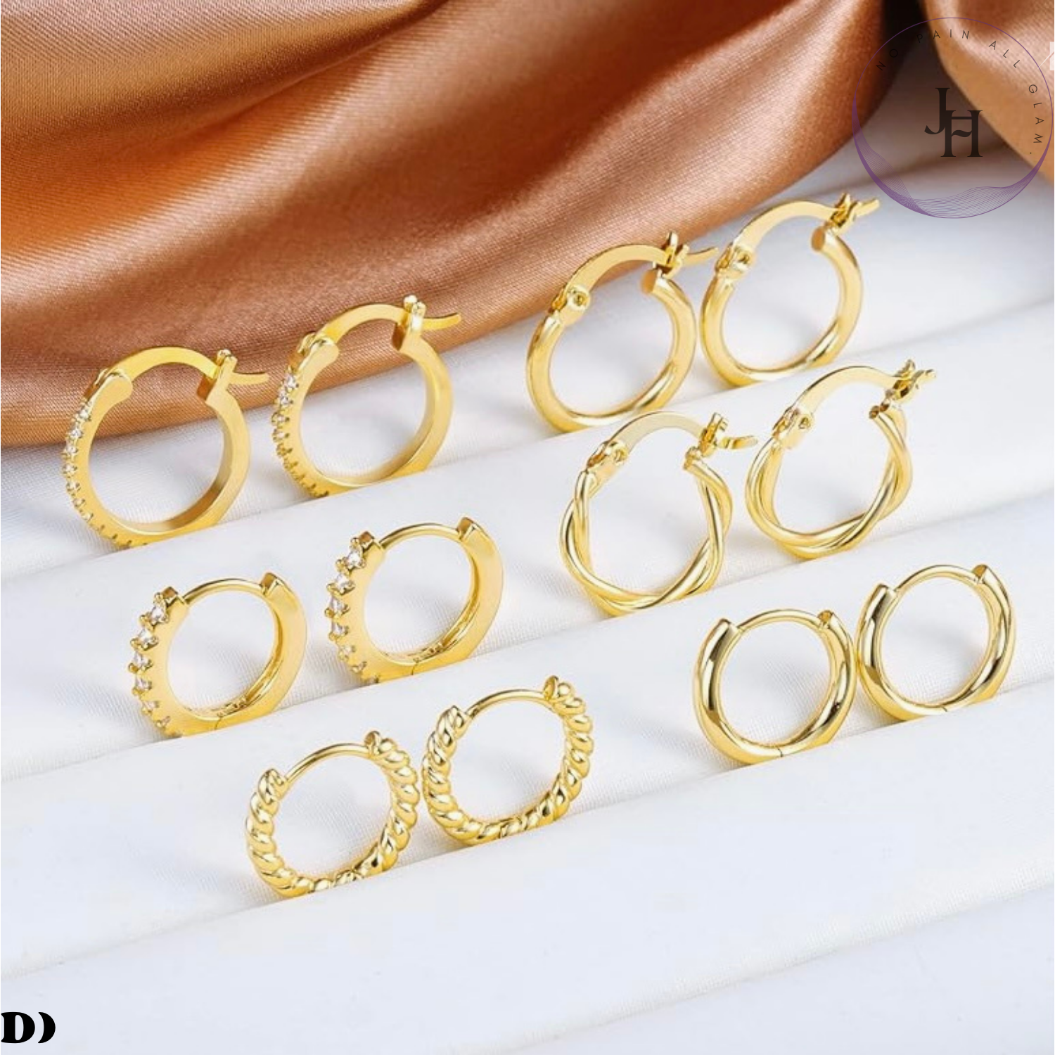 Small Huggie Hoop Earrings - Set of 3 or 6 Pairs of 14k Gold